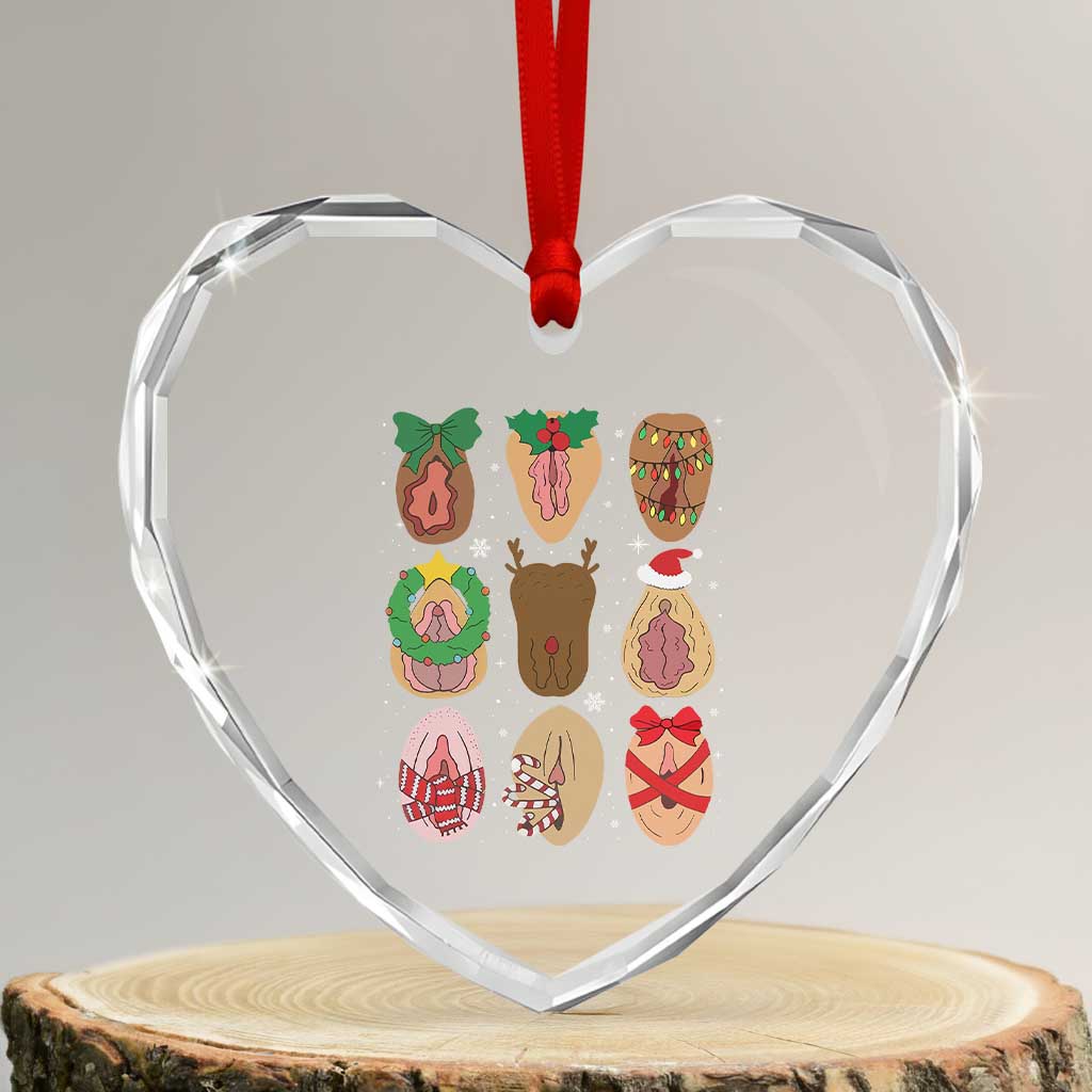 Funny Naughty Christmas Dirty Xmas Adult Humor Heart Crystal Glass Ornament TS11 Transparent Glass 3'' Heart Print Your Wear