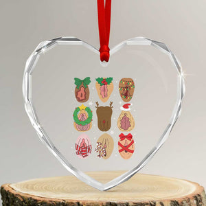 Funny Naughty Christmas Dirty Xmas Adult Humor Heart Crystal Glass Ornament TS11 Transparent Glass 3'' Heart Print Your Wear