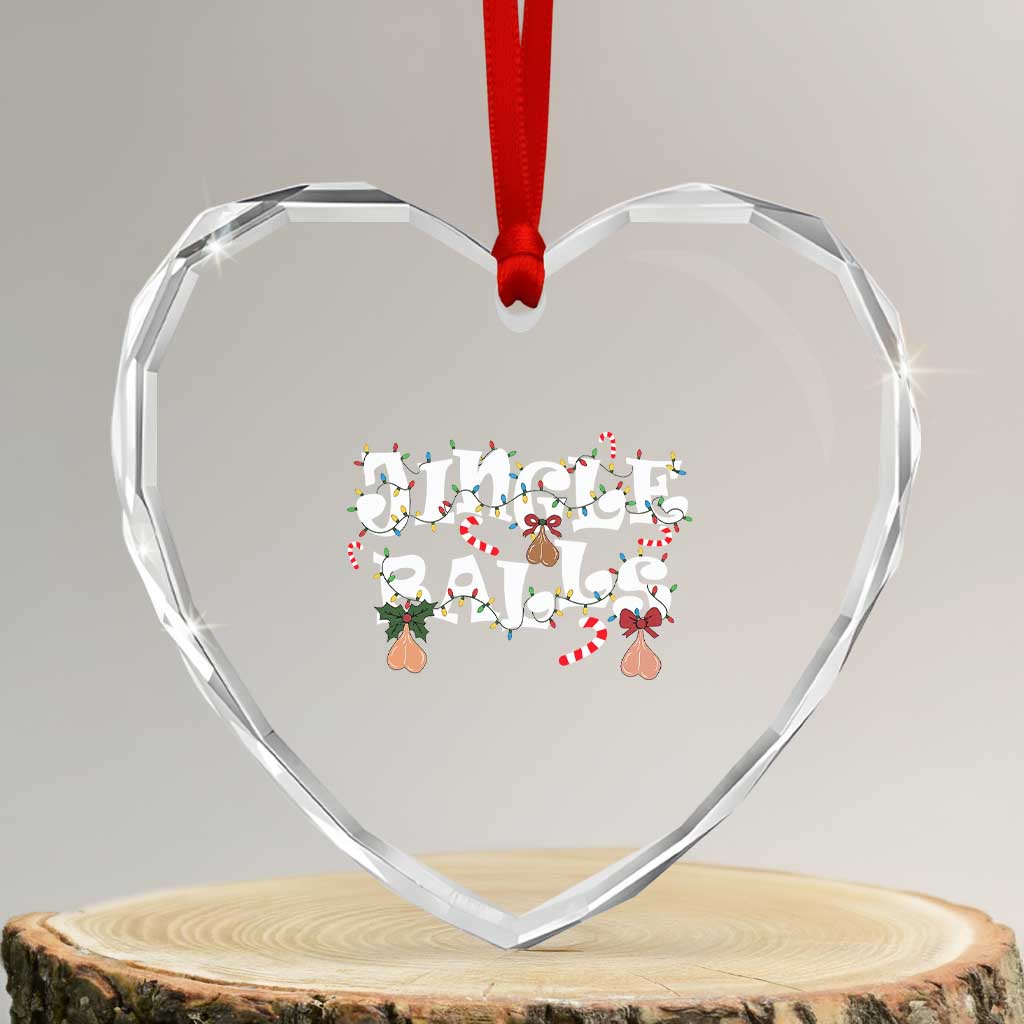 Funny Naughty Christmas Jingle Balls Heart Crystal Glass Ornament Santa Xmas Jingle Bells Adult Joke TS11 Transparent Glass 3'' Heart Print Your Wear