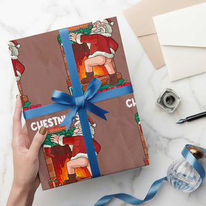 Funny Naughty Santa Wrapping Paper Roll Chestnuts Roasting On An Open Fire Dirty Food Pun Xmas Joke TS02 Mocha Print Your Wear