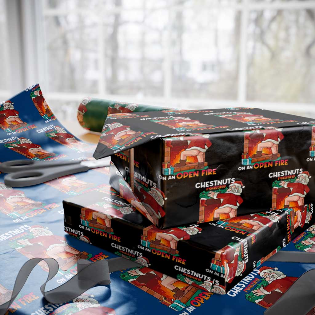 Funny Naughty Santa Wrapping Paper Roll Chestnuts Roasting On An Open Fire Dirty Food Pun Xmas Joke TS02 Black Print Your Wear