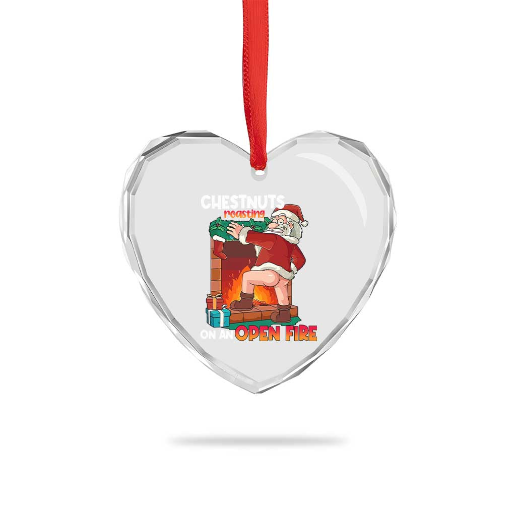 Funny Naughty Santa Heart Crystal Glass Ornament Chestnuts Roasting On An Open Fire Dirty Food Pun Xmas Joke TS02 Print Your Wear