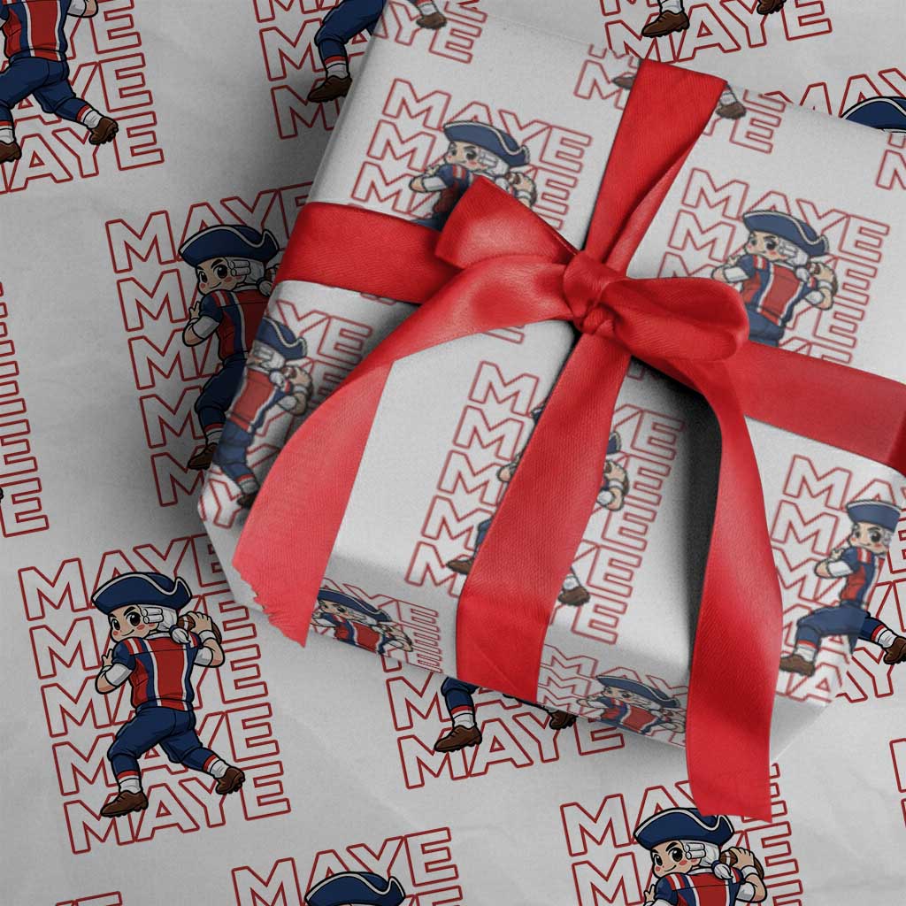 Funny NE Football Fan Gift Wrapping Paper Roll Maye Lover TS12 White Print Your Wear