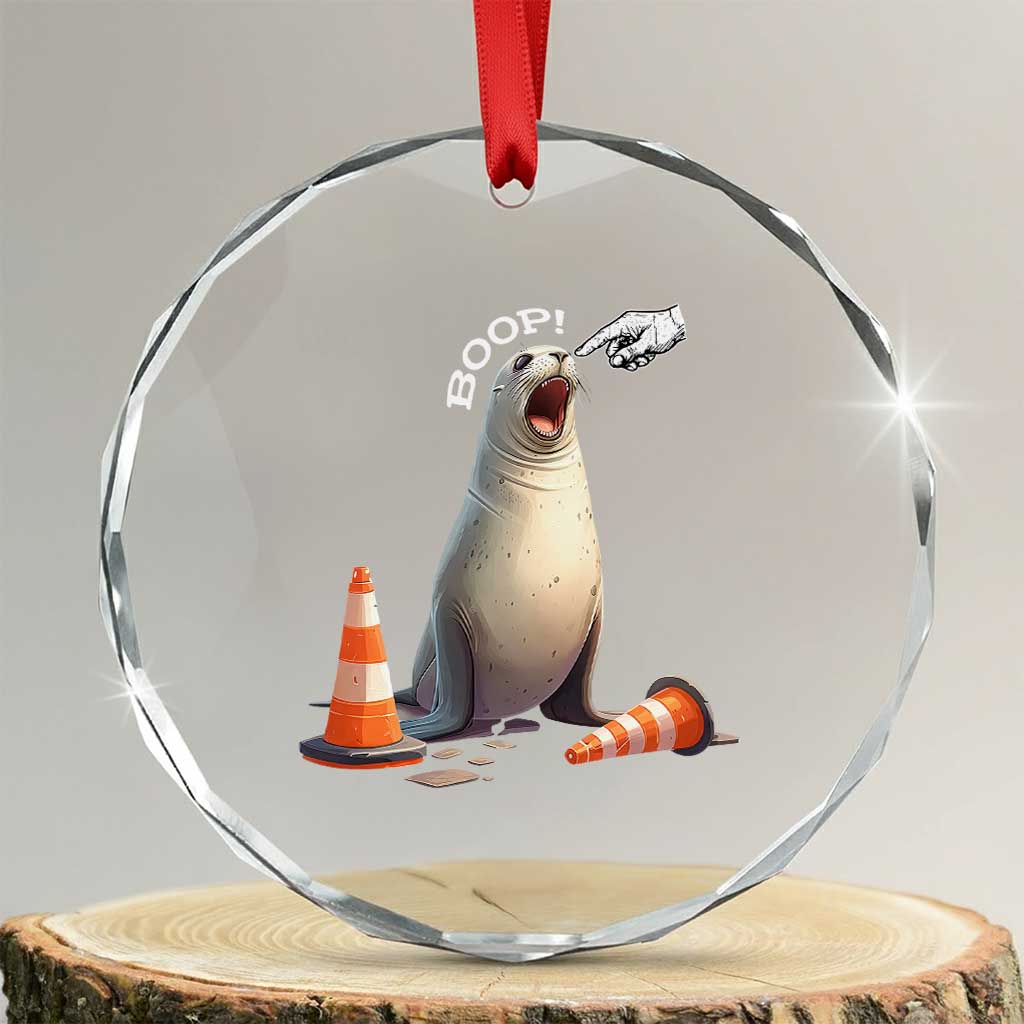 Funny Neil The Seal Boop Crystal Glass Ornament Viral Cute Seal Lover Gift TS12 Transparent Glass 3'' Circle Print Your Wear
