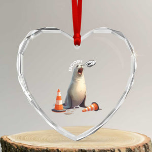 Funny Neil The Seal Boop Heart Crystal Glass Ornament Viral Cute Seal Lover Gift