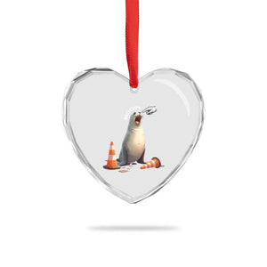 Funny Neil The Seal Boop Heart Crystal Glass Ornament Viral Cute Seal Lover Gift