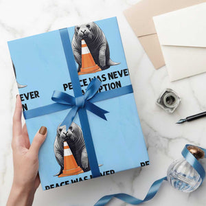 Funny Neil the Seal Peace Was Never An Option Meme Wrapping Paper Roll Chaotic Southern Elephant Seal Traffic Cone TS02 Light Blue Print Your Wear
