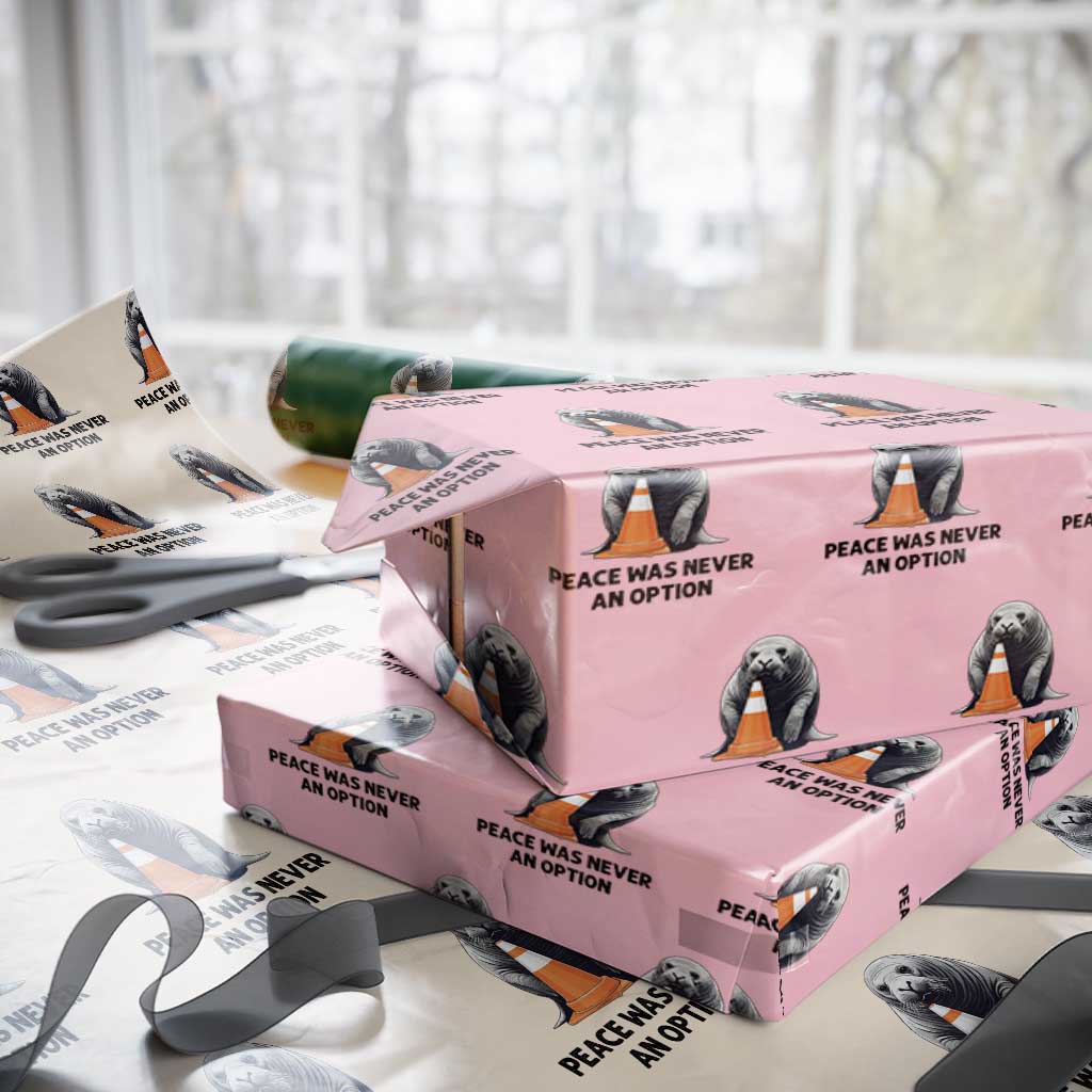 Funny Neil the Seal Peace Was Never An Option Meme Wrapping Paper Roll Chaotic Southern Elephant Seal Traffic Cone TS02 Light Pink Print Your Wear