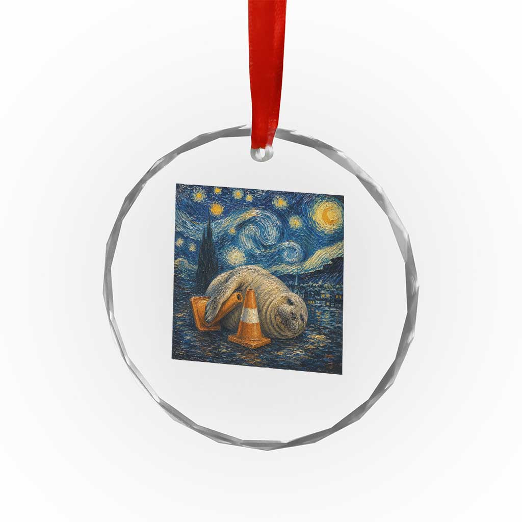 Funny Neil The Seal Starry Night Crystal Glass Ornament Van Gogh Art for Tasmania Seal Lovers TS11 Print Your Wear