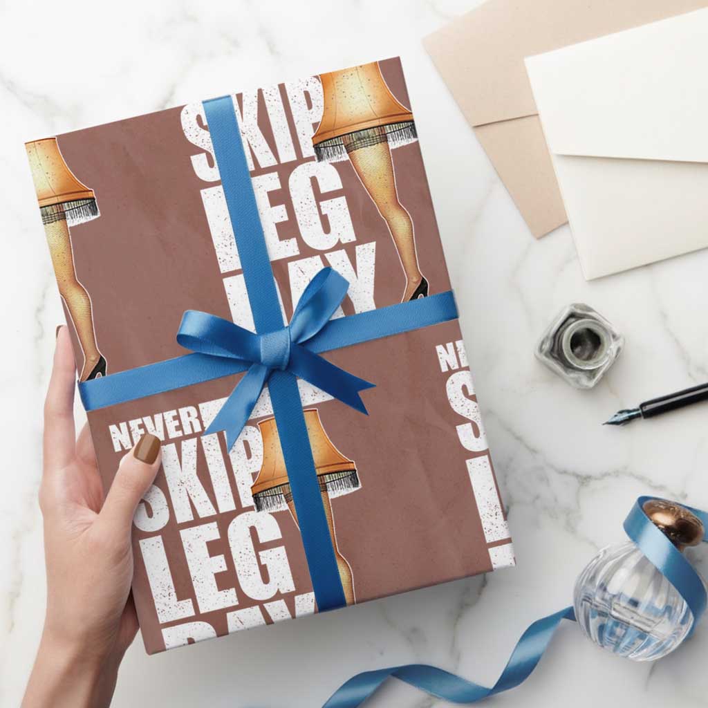 Funny Never Skip Leg Day Christmas Movie Wrapping Paper Roll Italian Leg Lamp TS11 Mocha Print Your Wear