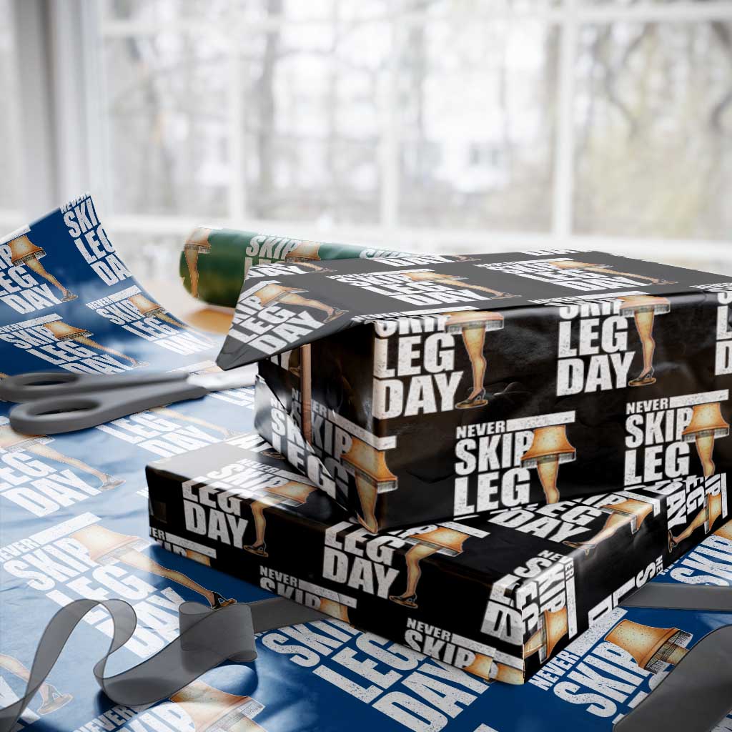 Funny Never Skip Leg Day Christmas Movie Wrapping Paper Roll Italian Leg Lamp TS11 Black Print Your Wear