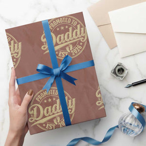 Funny New Dad 2026 Wrapping Paper Roll Promoted To Daddy Est 2026 TS11 Mocha Print Your Wear