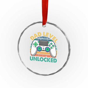 Funny New Dad Crystal Glass Ornament Retro Dad Level Unlocked Gaming Gamer TS10 Print Your Wear