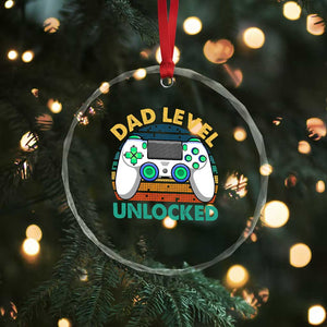 Funny New Dad Crystal Glass Ornament Retro Dad Level Unlocked Gaming Gamer TS10 Print Your Wear