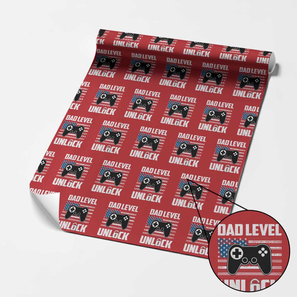 Funny New Dad Wrapping Paper Roll First Fathers Day Dad Level Unlocked Gaming Gamer TS10 Red Print Your Wear