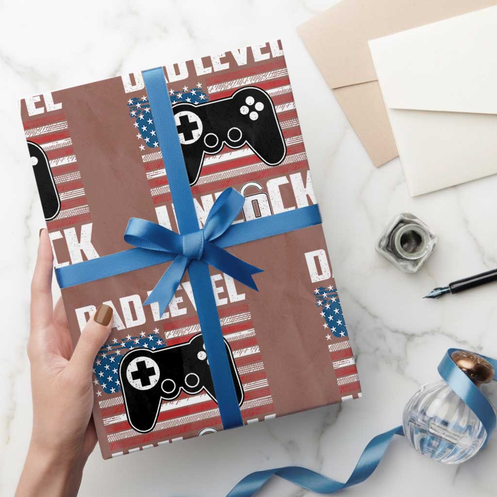 Funny New Dad Wrapping Paper Roll First Fathers Day Dad Level Unlocked Gaming Gamer TS10 Mocha Print Your Wear