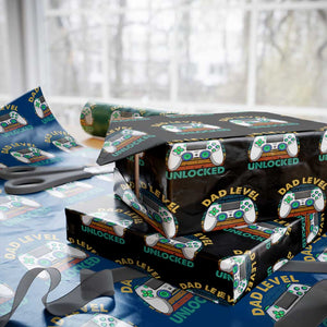Funny New Dad Wrapping Paper Roll Retro Dad Level Unlocked Gaming Gamer TS10 Black Print Your Wear