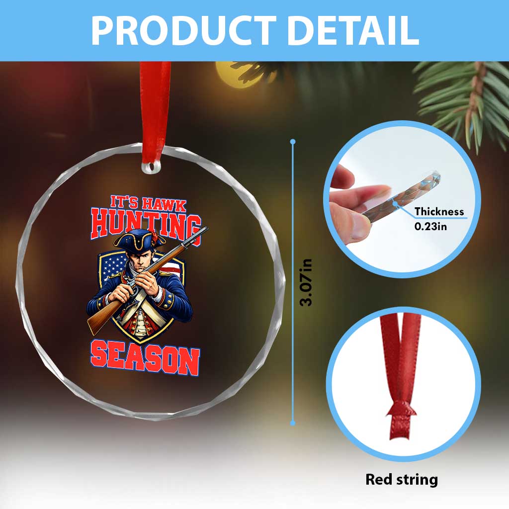 Funny New England Minutemen Football Rivarly Crystal Glass Ornament It Is Hawk Hunting Season TS11 Print Your Wear