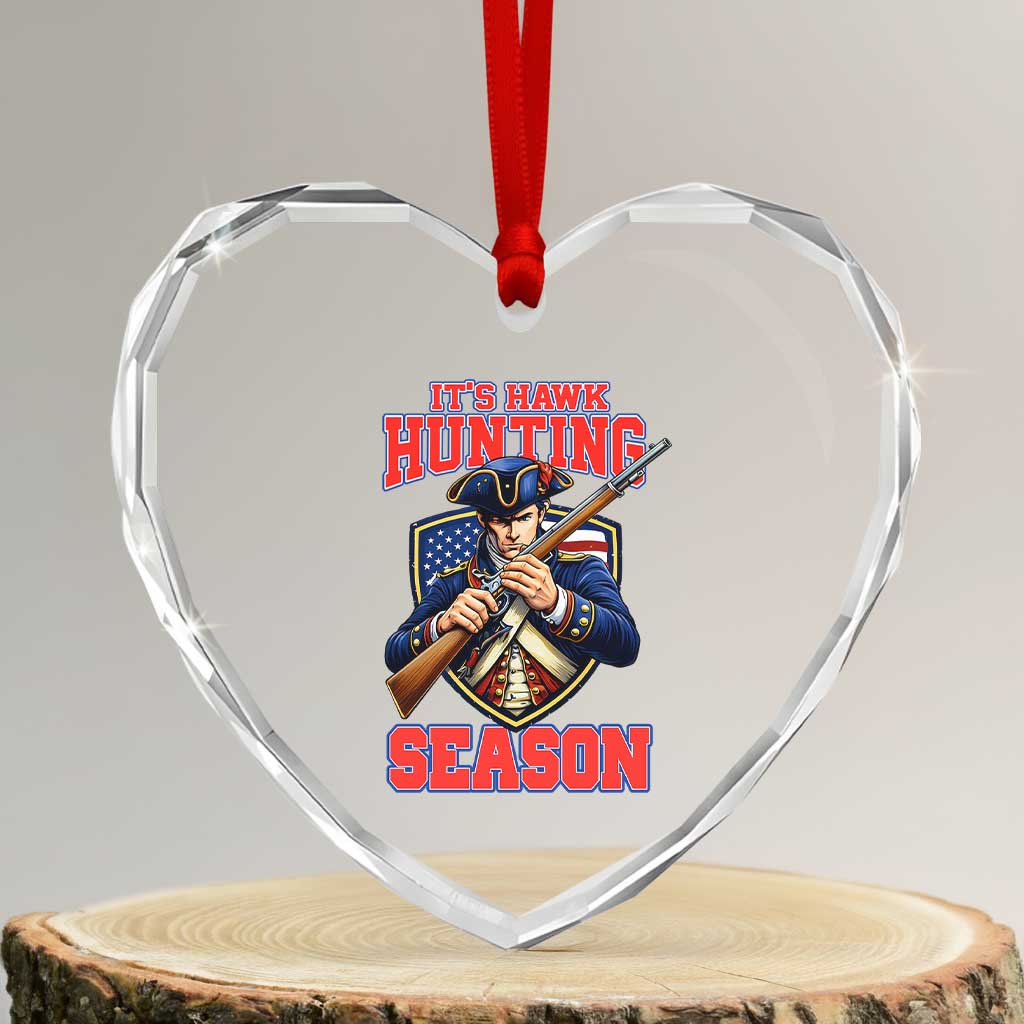 Funny New England Minutemen Football Rivarly Heart Crystal Glass Ornament It Is Hawk Hunting Season TS11 Transparent Glass 3'' Heart Print Your Wear