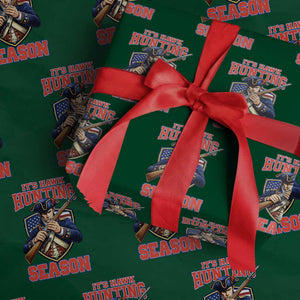 Funny New England Minutemen Football Rivarly Wrapping Paper Roll It Is Hawk Hunting Season TS11 Green Print Your Wear