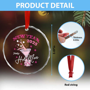Funny New Year 2025 Same Hot Mess Crystal Glass Ornament New Year's Eve Party Coquette Champagne Glass TS11 Print Your Wear