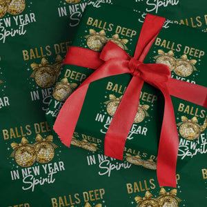 Funny New Year Disco Ball Wrapping Paper Roll Balls Deep In New Year Spirit TS11 Green Print Your Wear