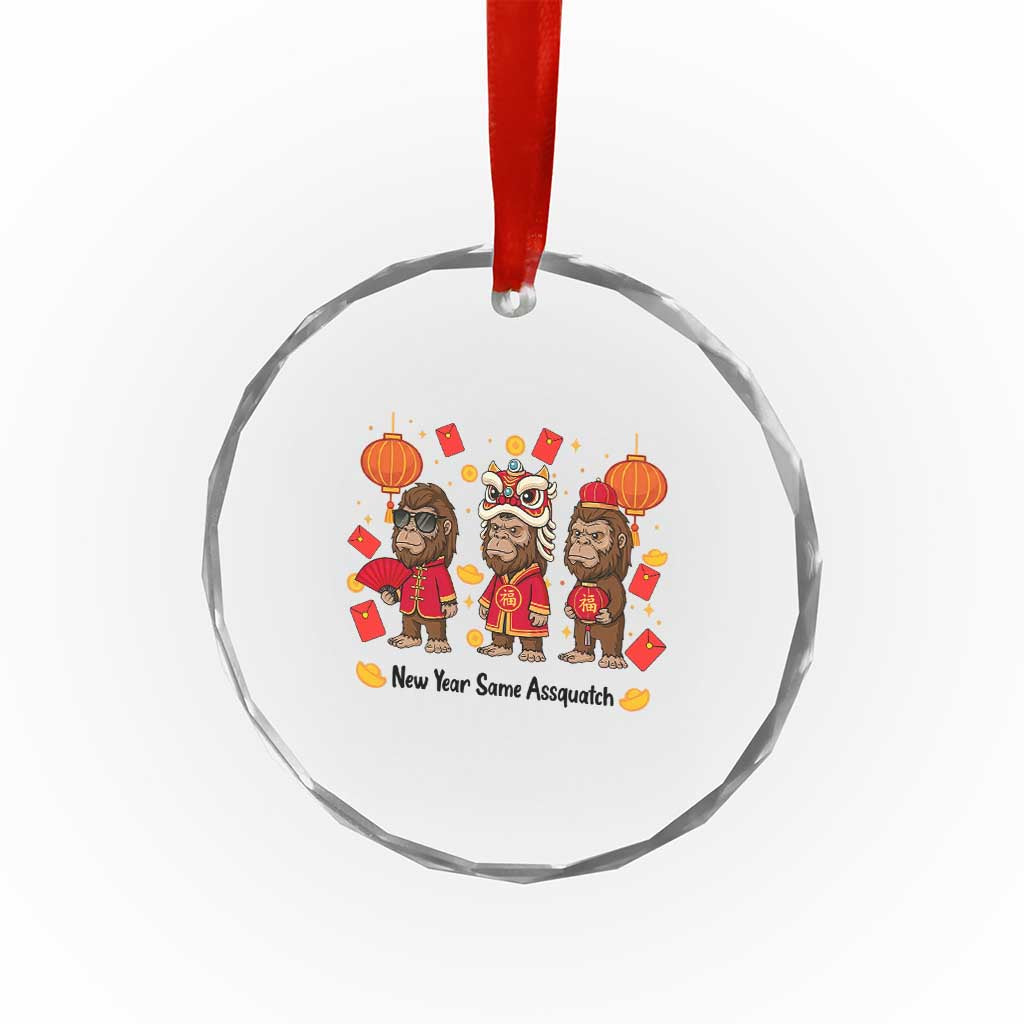 Funny New Year Same Assquatch Crystal Glass Ornament Bigfoot Lover TS12 Print Your Wear