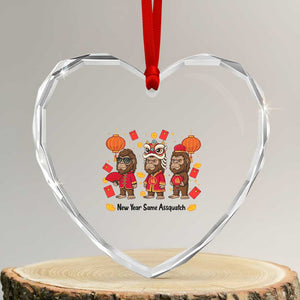 Funny New Year Same Assquatch Heart Crystal Glass Ornament Bigfoot Lover TS12 Transparent Glass 3'' Heart Print Your Wear