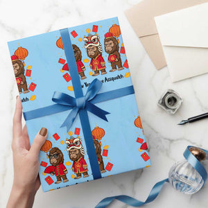 Funny New Year Same Assquatch Wrapping Paper Roll Bigfoot Lover TS12 Light Blue Print Your Wear