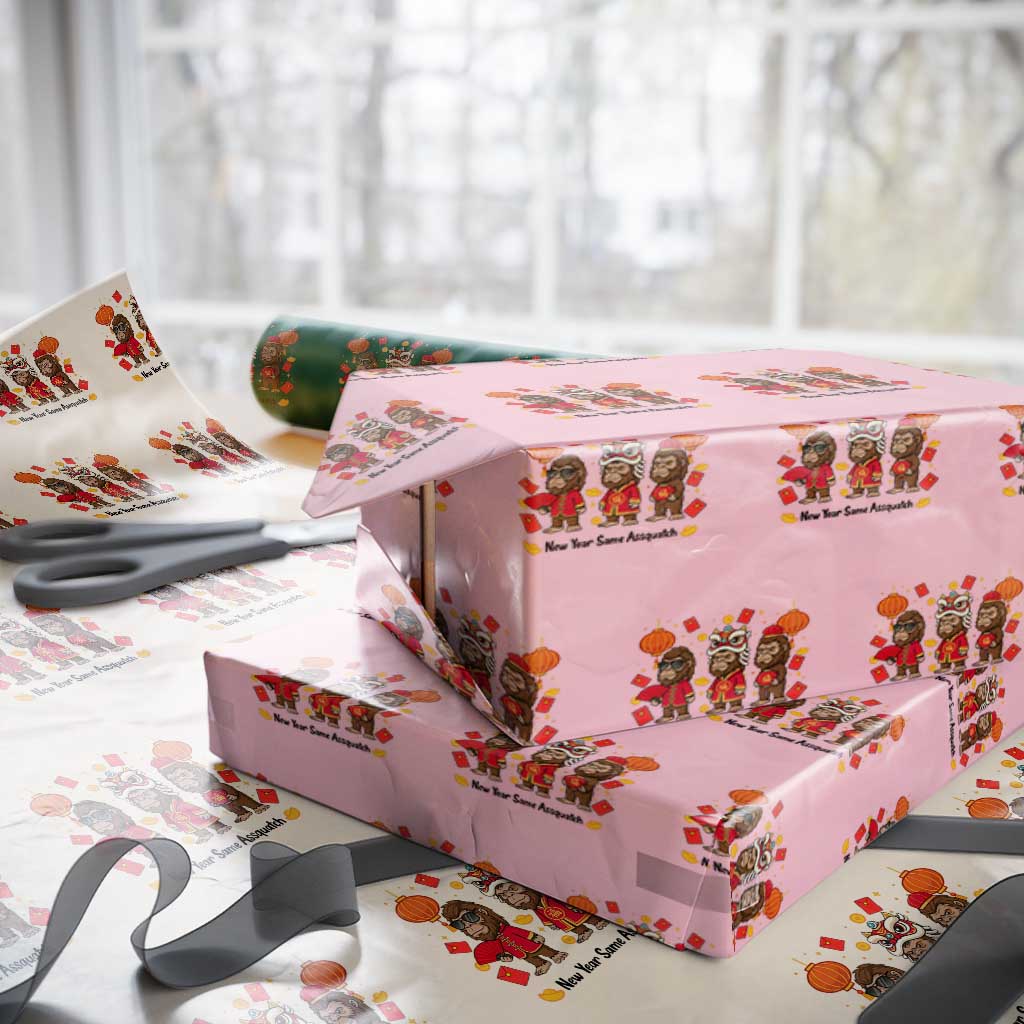 Funny New Year Same Assquatch Wrapping Paper Roll Bigfoot Lover TS12 Light Pink Print Your Wear
