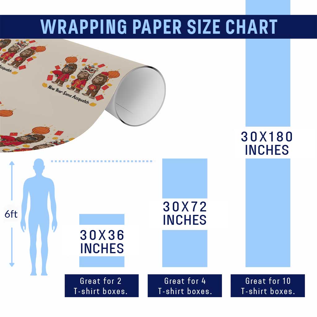 Funny New Year Same Assquatch Wrapping Paper Roll Bigfoot Lover TS12 Print Your Wear