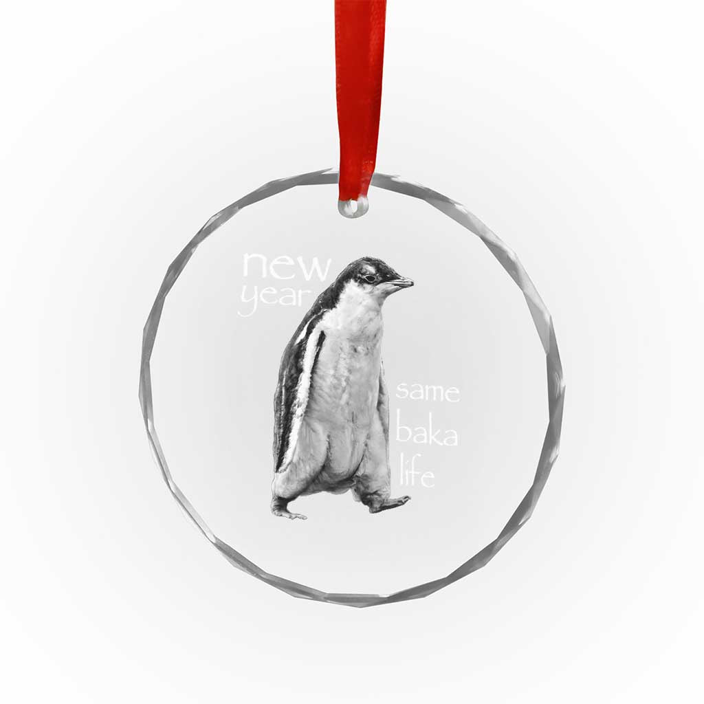 Funny New Year Same Baka Life Sarcastic Penguin Crystal Glass Ornament Otaku Humor Core Cringe Meme TS02 Print Your Wear