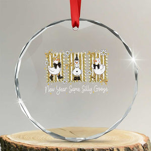 Funny New Year Same Silly Goose Crystal Glass Ornament New Year Eve Goose Squad Faux Glitter TS11 Transparent Glass 3'' Circle Print Your Wear