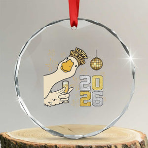 Funny New Years Eve Silly Goose 2026 Crystal Glass Ornament New Year Party TS11 Transparent Glass 3'' Circle Print Your Wear