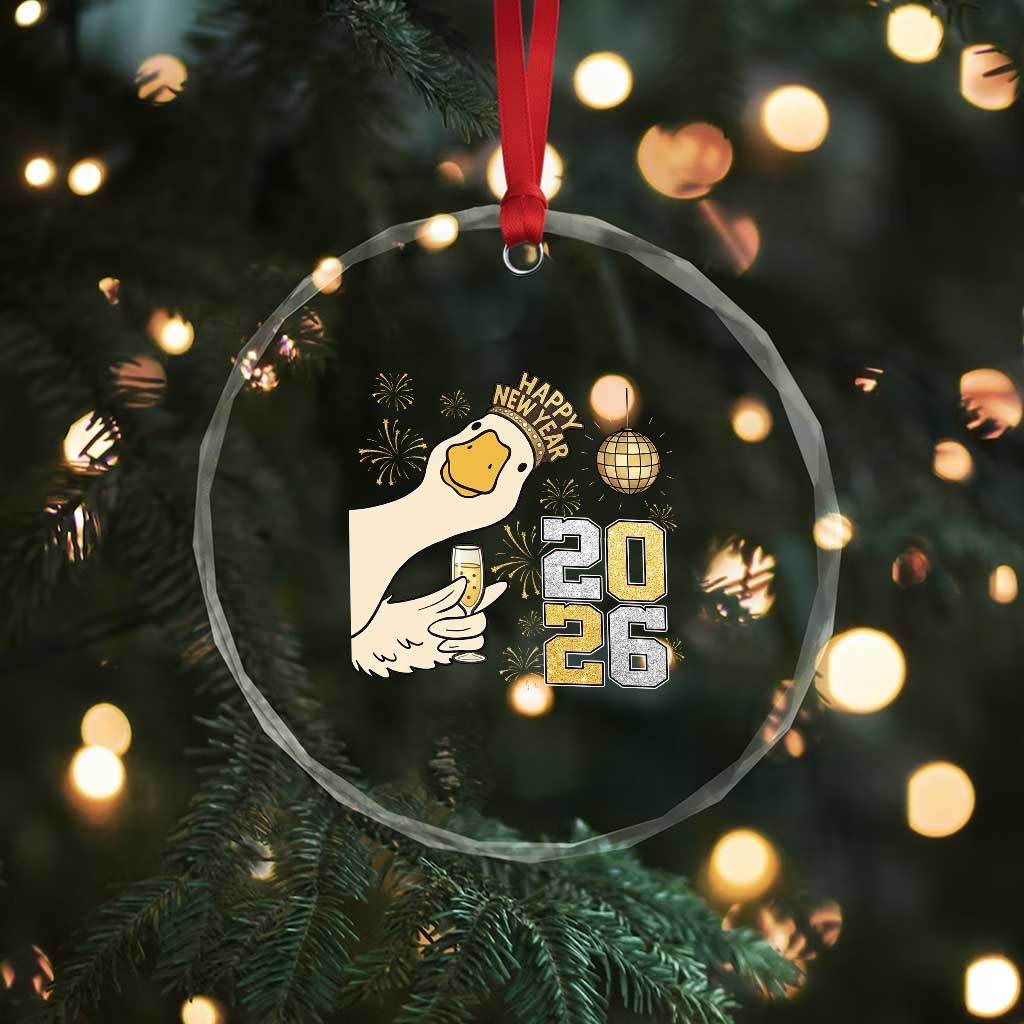 Funny New Years Eve Silly Goose 2026 Crystal Glass Ornament New Year Party TS11 Print Your Wear