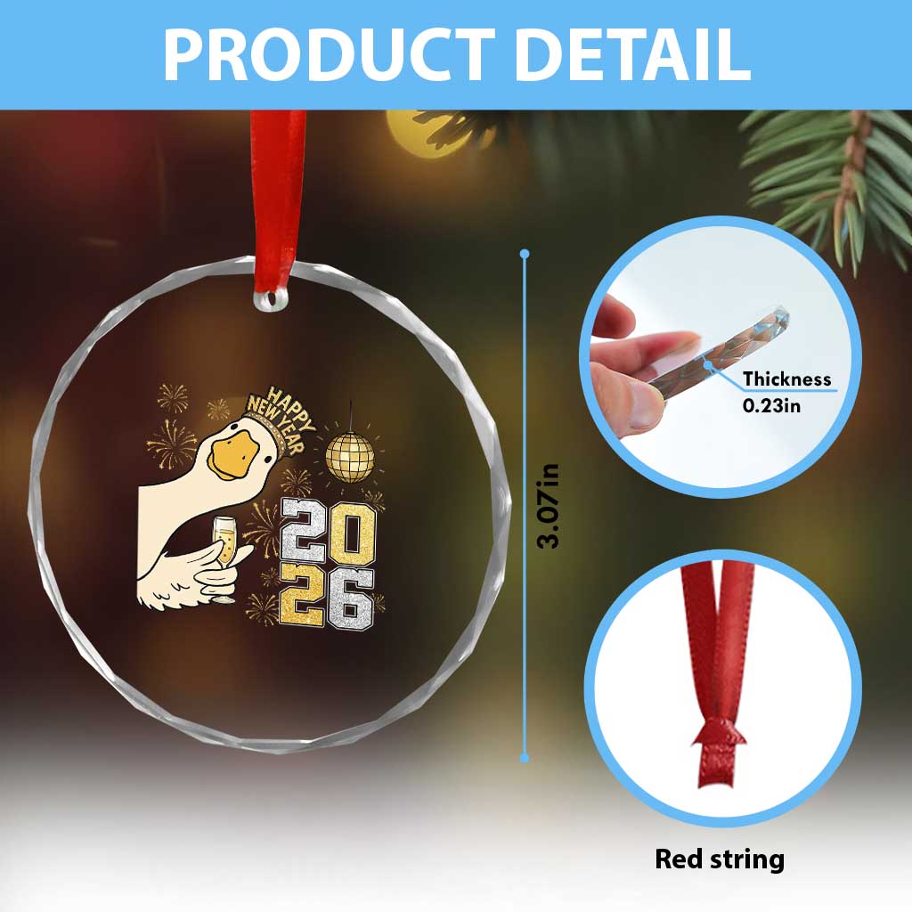 Funny New Years Eve Silly Goose 2026 Crystal Glass Ornament New Year Party TS11 Print Your Wear