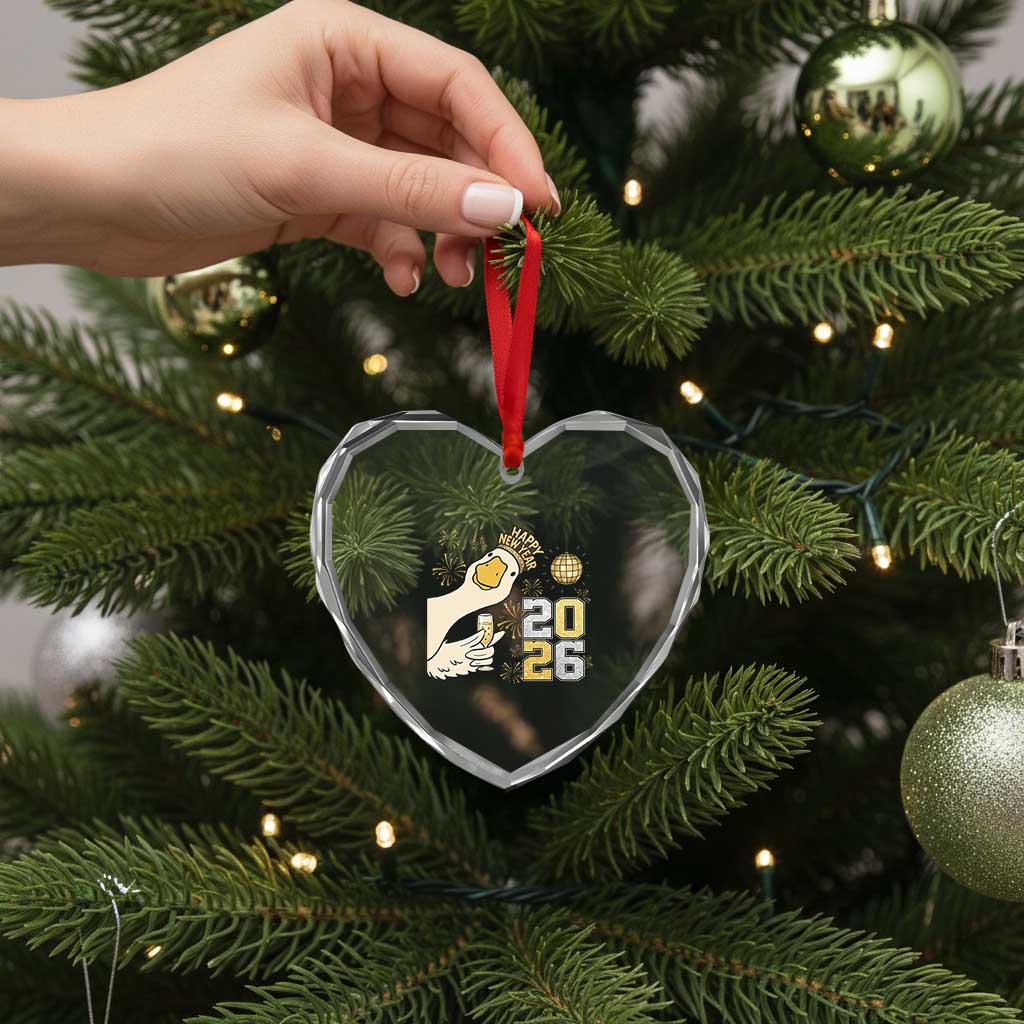 Funny New Years Eve Silly Goose 2026 Heart Crystal Glass Ornament New Year Party TS11 Print Your Wear