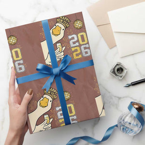 Funny New Years Eve Silly Goose 2026 Wrapping Paper Roll New Year Party TS11 Mocha Print Your Wear