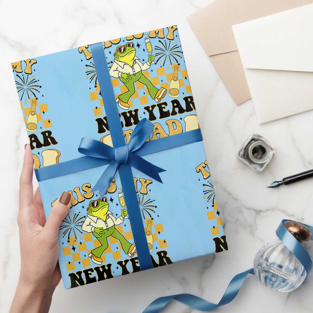 Funny New Years Eve Wrapping Paper Roll This Is My New Year Toad Frog Pun TS11 Light Blue Print Your Wear