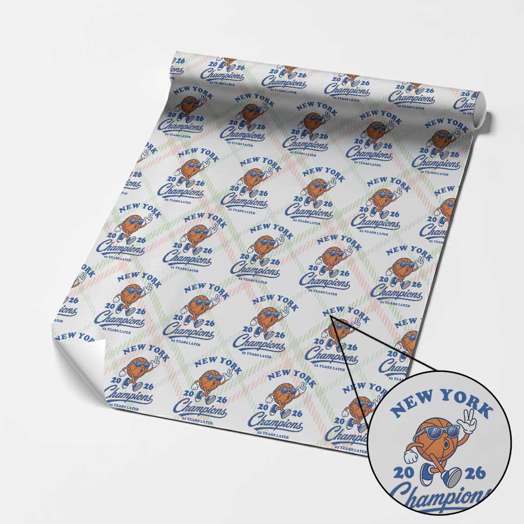 Funny New York 2026 Hoops Fan Graphic Wrapping Paper Roll Vintage 26 Champions Pride 53 Years Later