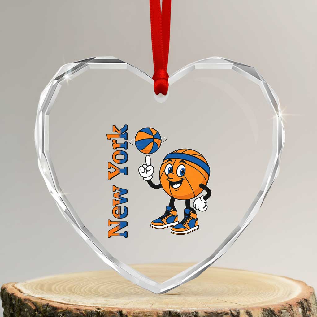 Funny New York Pride Heart Crystal Glass Ornament Basketball Lover Fan Gift