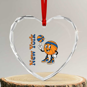 Funny New York Pride Heart Crystal Glass Ornament Basketball Lover Fan Gift