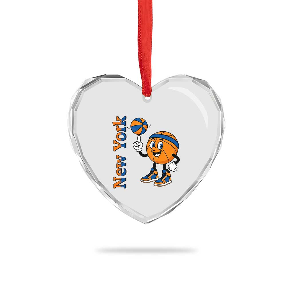 Funny New York Pride Heart Crystal Glass Ornament Basketball Lover Fan Gift