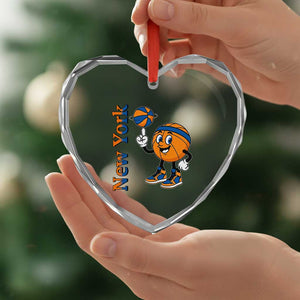 Funny New York Pride Heart Crystal Glass Ornament Basketball Lover Fan Gift