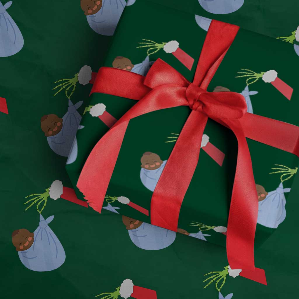 Funny NICU Labor Delivery Nurse Christmas Santa Black Baby Wrapping Paper Roll TS11 Green Print Your Wear