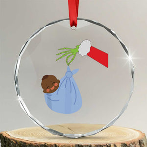 Funny NICU Labor Delivery Nurse Xmas Santa Black Baby Crystal Glass Ornament TS11 Transparent Glass 3'' Circle Print Your Wear