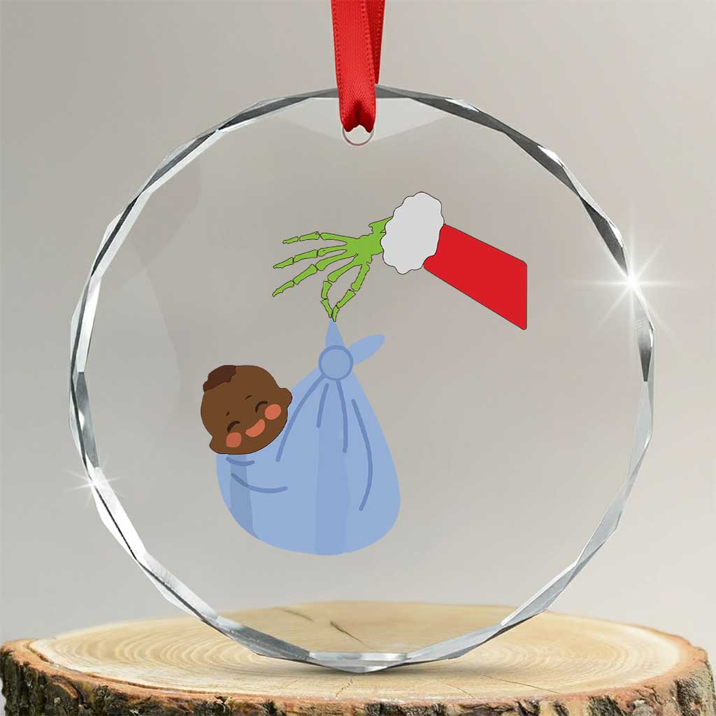 Funny NICU Labor Delivery Nurse Xmas Santa Black Baby Crystal Glass Ornament TS11 Transparent Glass 3'' Circle Print Your Wear