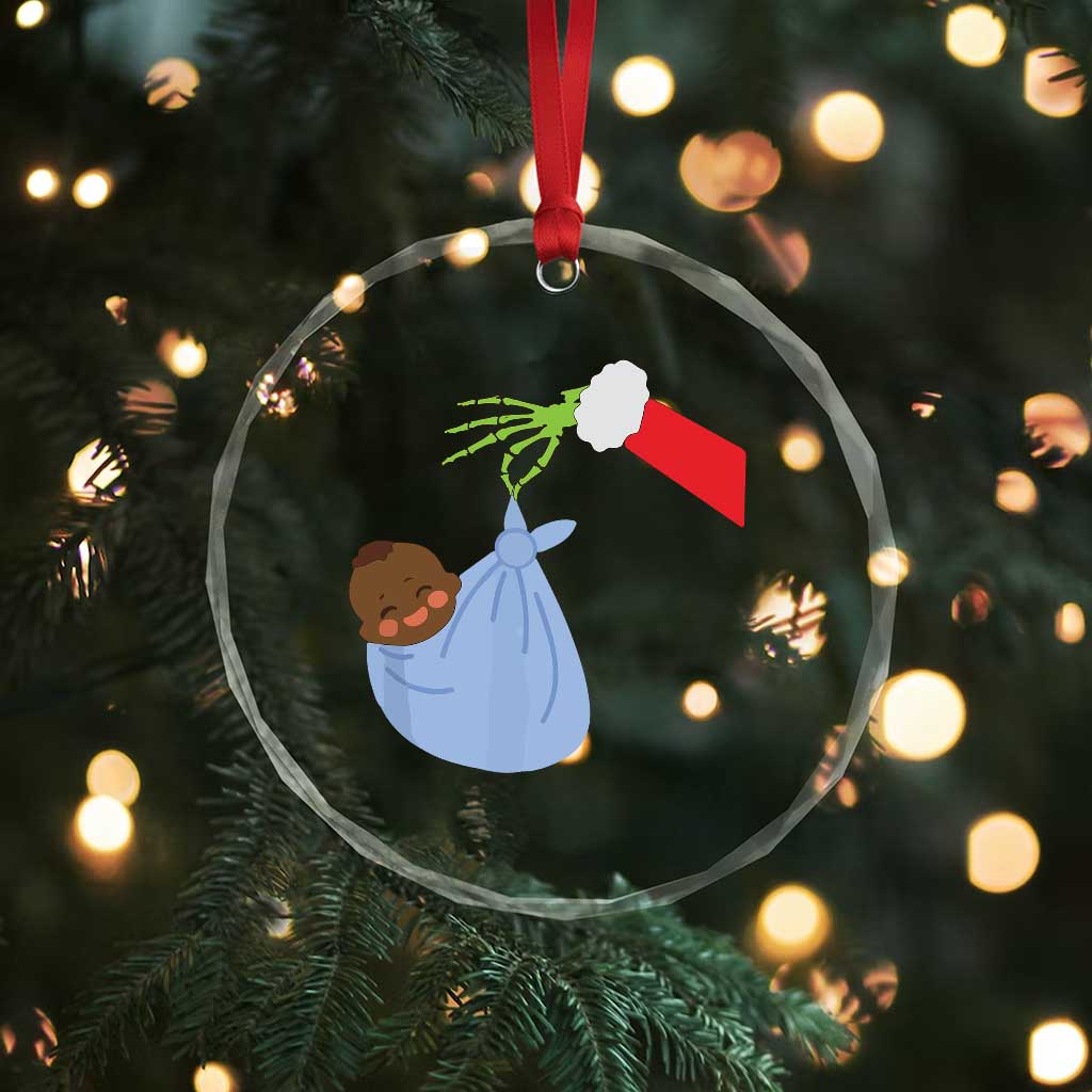 Funny NICU Labor Delivery Nurse Xmas Santa Black Baby Crystal Glass Ornament TS11 Print Your Wear