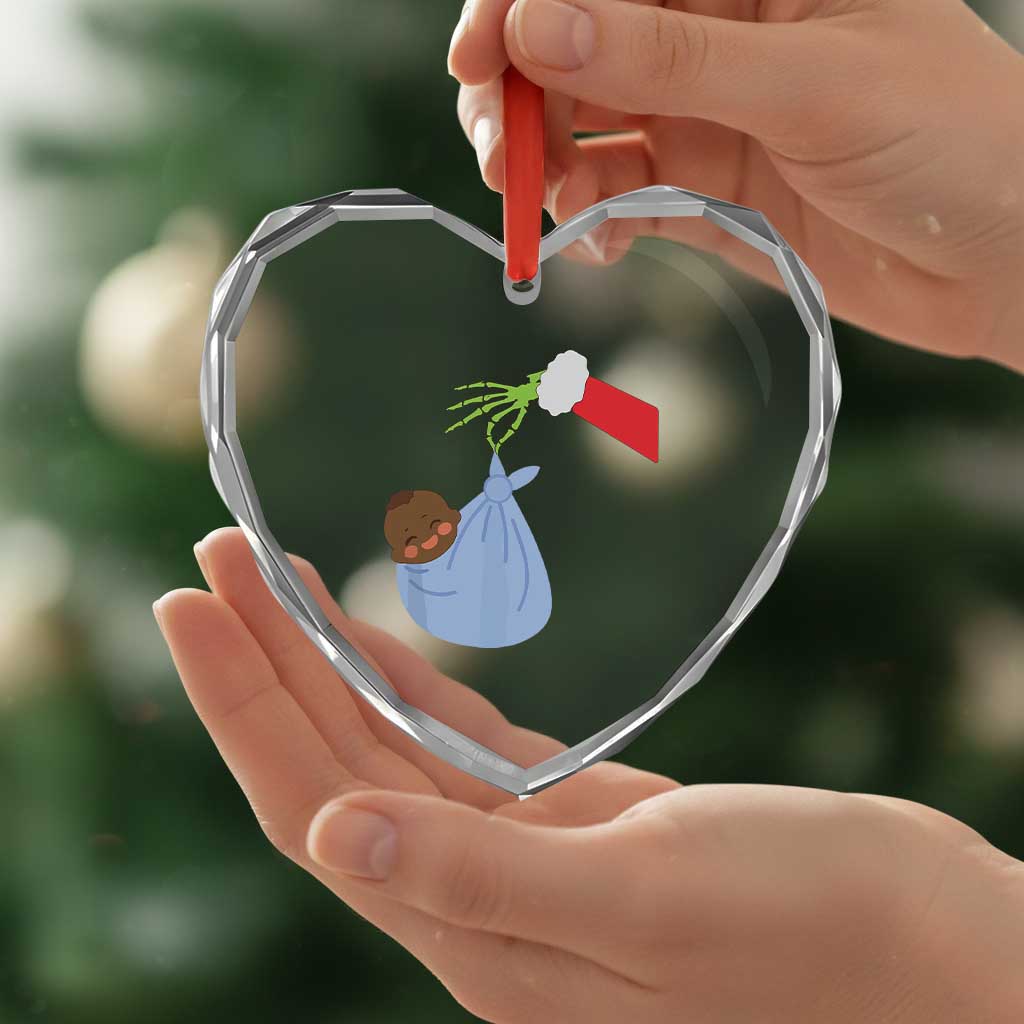 Funny NICU Labor Delivery Nurse Xmas Santa Black Baby Heart Crystal Glass Ornament TS11 Print Your Wear