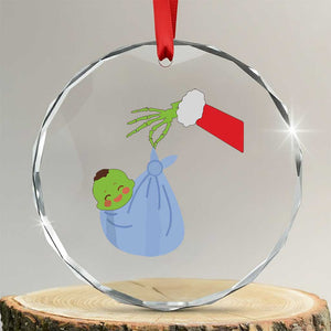Funny NICU Labor Delivery Nurse Xmas Santa Green Baby Crystal Glass Ornament TS11 Transparent Glass 3'' Circle Print Your Wear